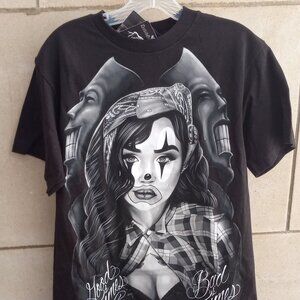 David Gonzales Art "Good Times, Bad Times" Gothic Black T-Shirt Sz  (M) NEW